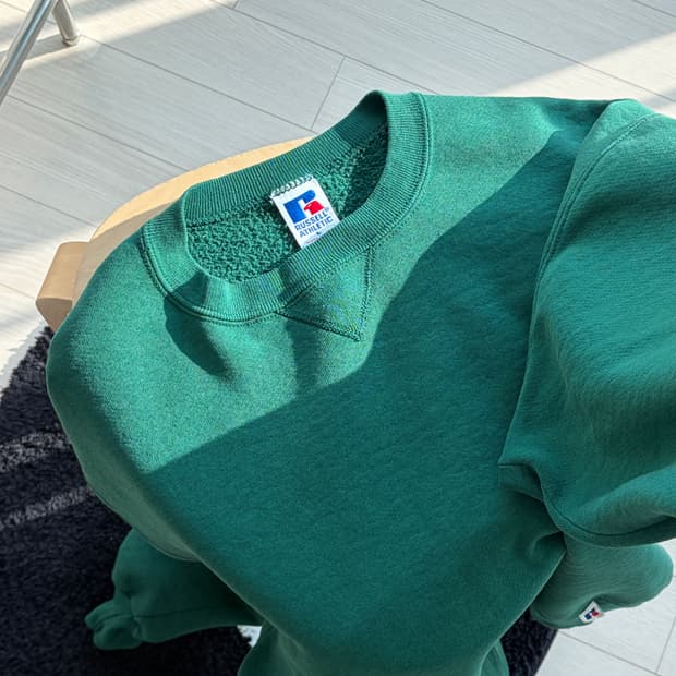 90s 러셀 미제 50 50 딥그린 플레인 스웻 L (103)