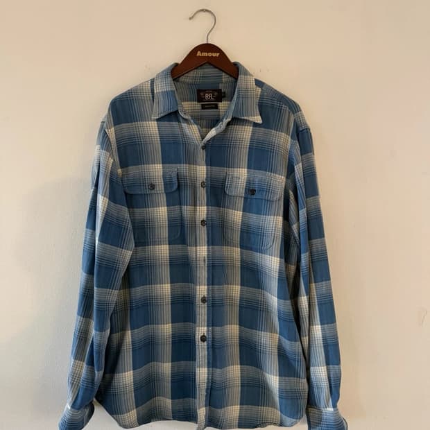 RRL 더블알엘 플레이드 블루 체크 셔츠
