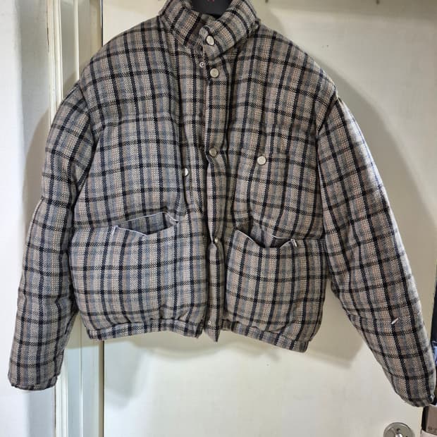 STU(에스티유) 패딩 덕다운 숏 자켓 멀티체크