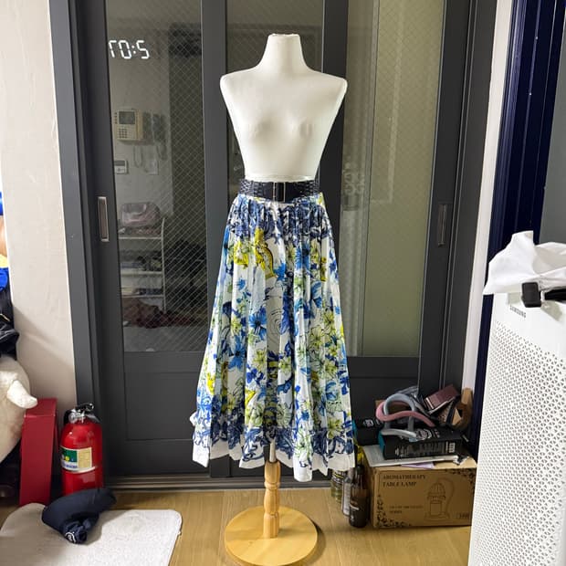 미샤 Michaa 플라워 프린트 롱 스커트