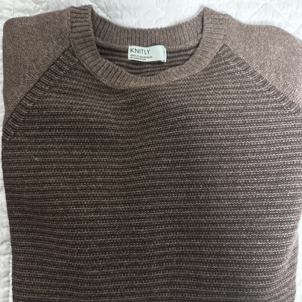 Knitly 브라운 스트라이프 니트 1회착