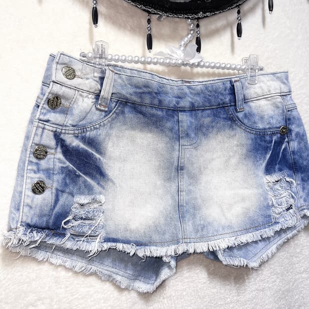 아이스진 오네갸루 펑크 y2k 와투케 00s 데님 버튼 미니스커트 핫팬츠