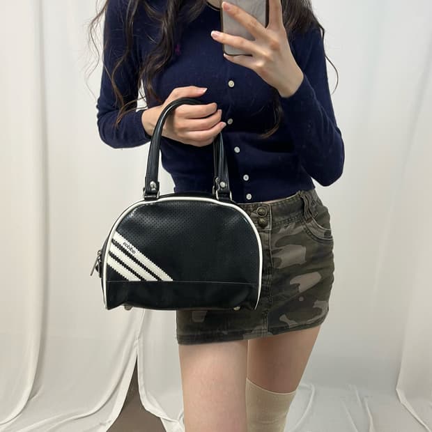 Adidas black enamel shoulder bag