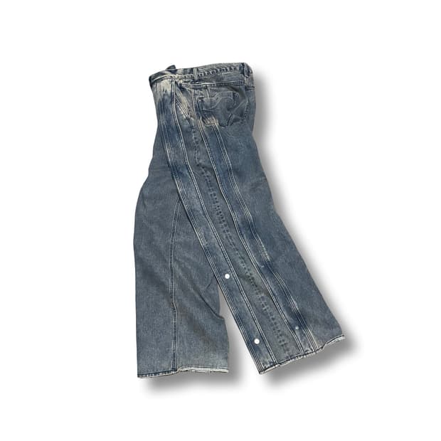 [34] 사이드 버튼 디테일 와이드 데님 팬츠