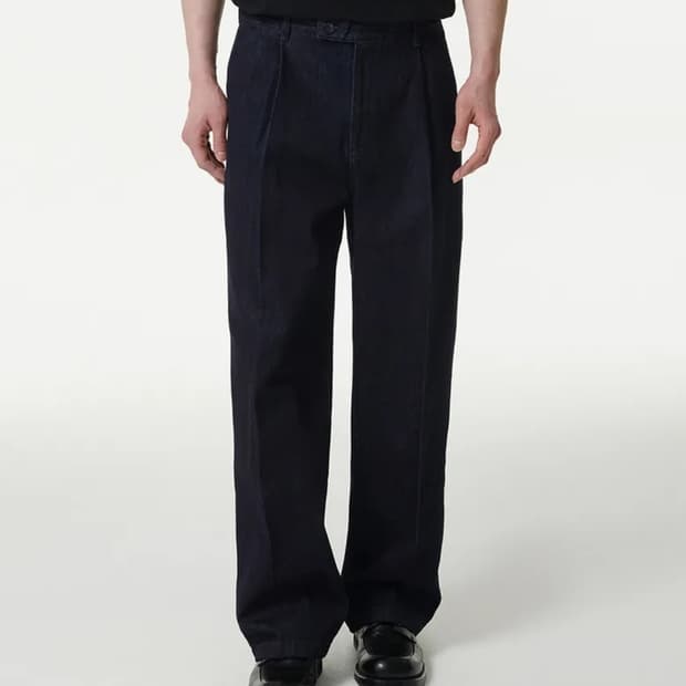 (26)무신사 원 턱 와이드 데님 슬랙스 팬츠 딥인디고