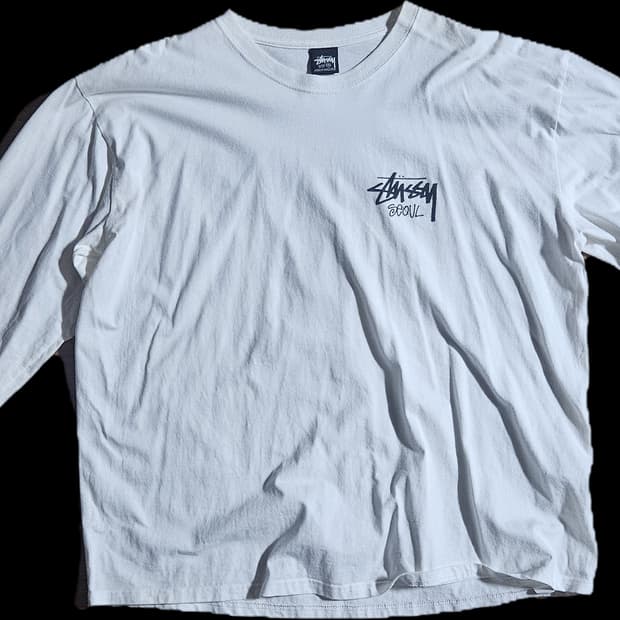 스투시 스탁 서울 롱슬리브 티셔츠 화이트 2023