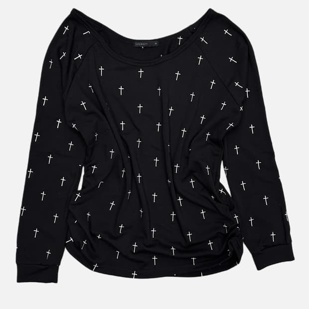 cross pattern raglan t-shirt
