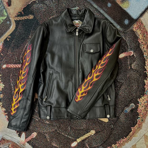 할리데이비슨 플레임 소가죽 라이더 레더 자켓