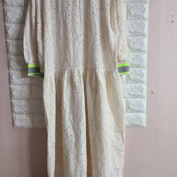 아이보리 아일렛 원피스 펀칭 레이스(55-66)