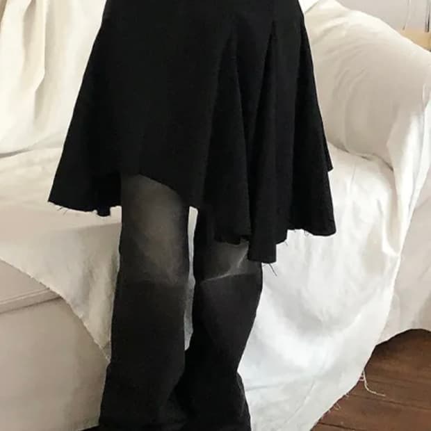 언발 빈티지 스커트 블랙