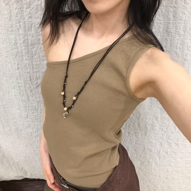Khaki one shoulder top