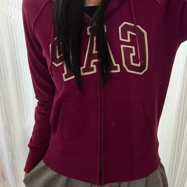 갭 버건디 후드집업 xs