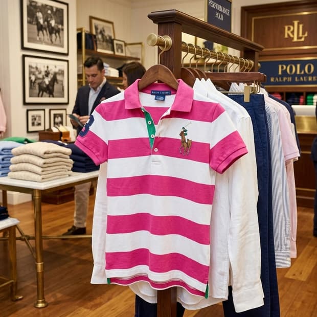 [정품] 폴로 랄프로렌 빅포니 스트라이프 카라티 (핑크, S)