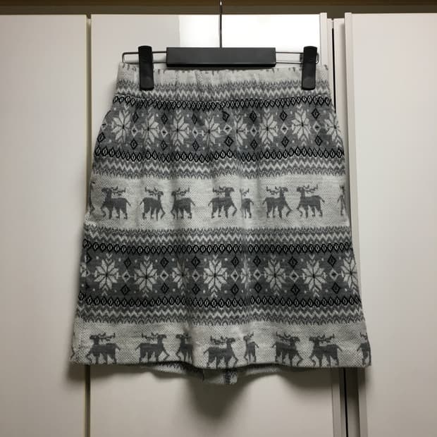 일본 빈티지 스커트 니트 노르딕 패턴 모리걸 히피 