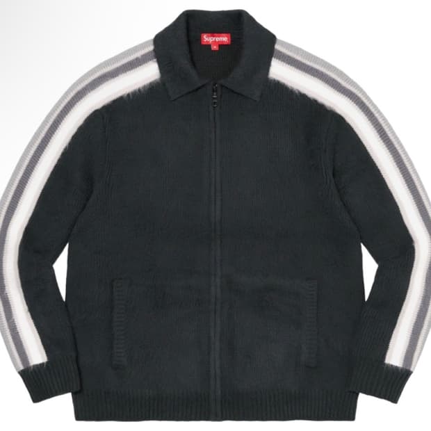 슈프림 슬리브 스트라이프 집업 스웨터 블랙 - 23SS