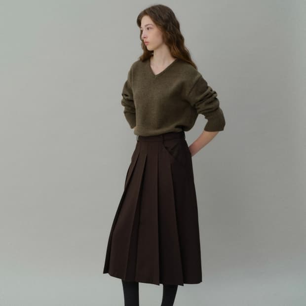 아우브아워 브라운 플리츠스커트 판매합니다(1사이즈)