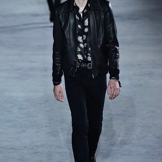 생로랑 스터드 에비에이터 레더 자켓