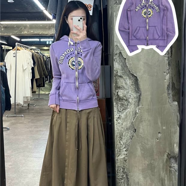 아베크롬비 기모 후드집업 라이트퍼플 S #csz4146