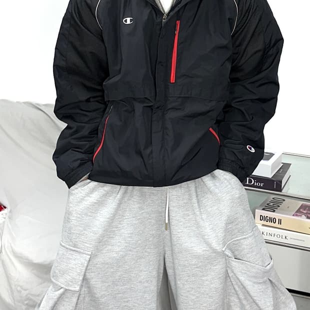 챔피온 블랙 바람막이 점퍼 XL