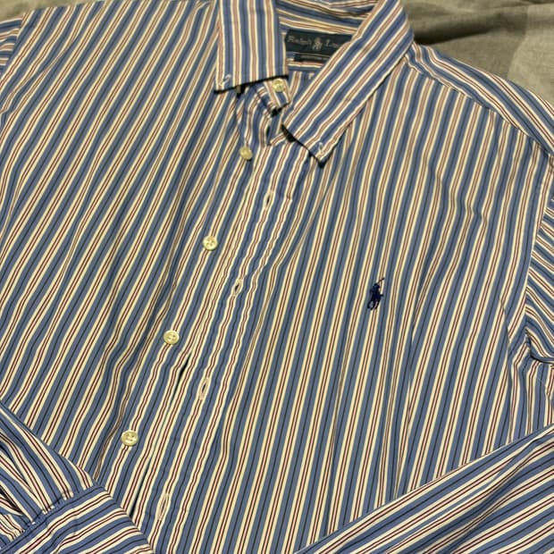 폴로랄프로렌 블루/핑크 스트라이프 빈티지 셔츠 