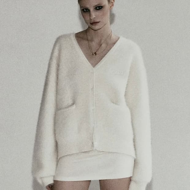  BS 모헤어 브이넥 가디건 - 크림
