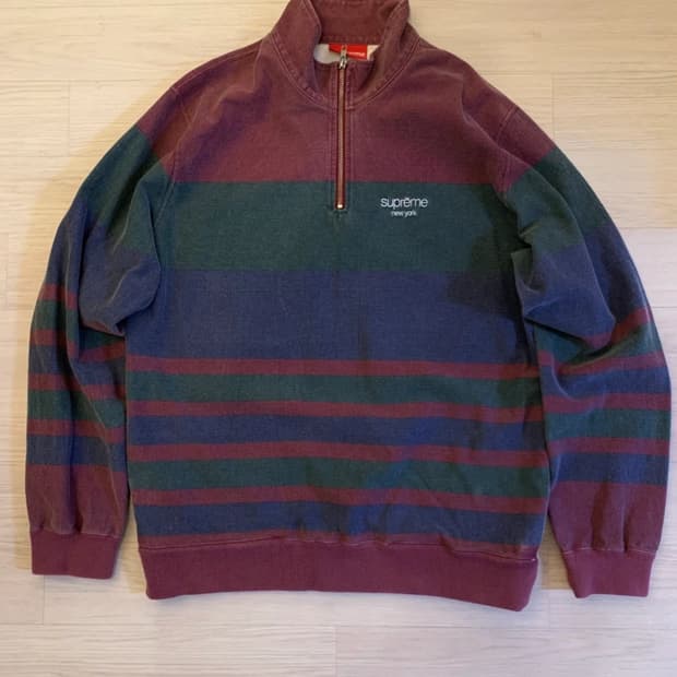 스투시(STUSSY) 프린트 스트라이프 반집업