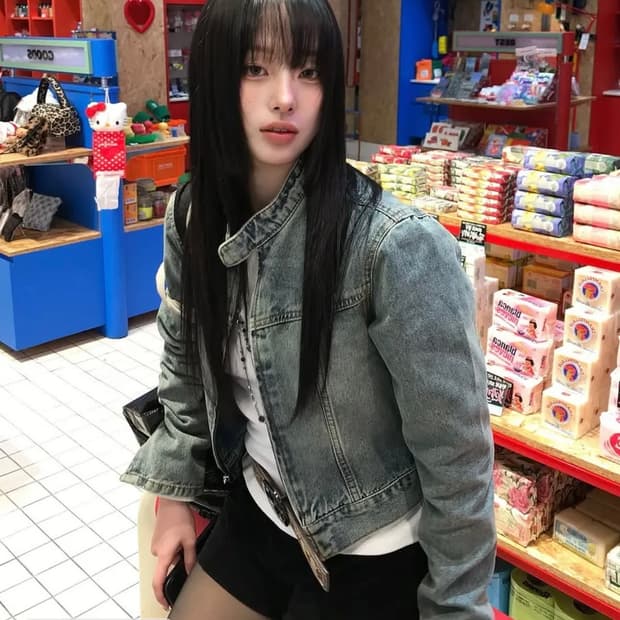 오드스튜디오 샌드 워싱 바이커 데님 크롭 자켓 (블루, s)