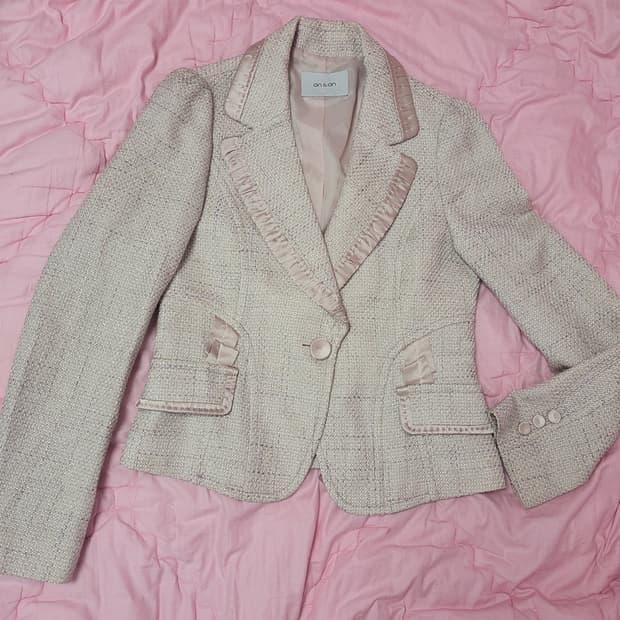 급처상태좋음!온앤온 딸기우유핑크 트위드 공주 자켓 레니본st리즈리사st