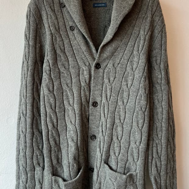 폴로랄프로렌 그레이숄카라 울 케이블가디건

