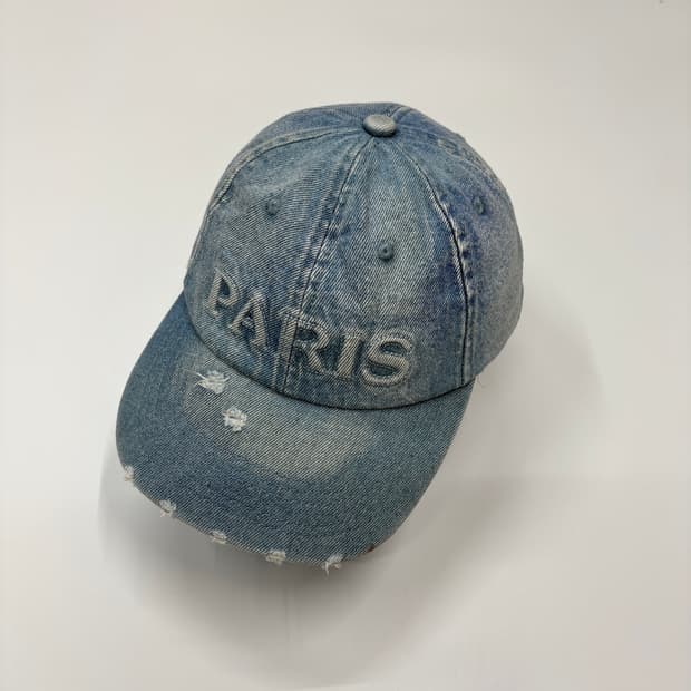 PARIS 파리 빈티지 데님 워싱 볼캡 모자