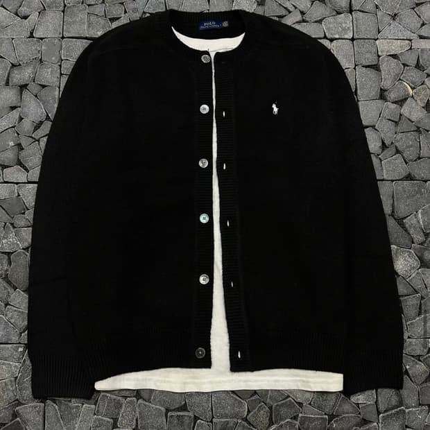 폴로 블랙 라운드 가디건 L