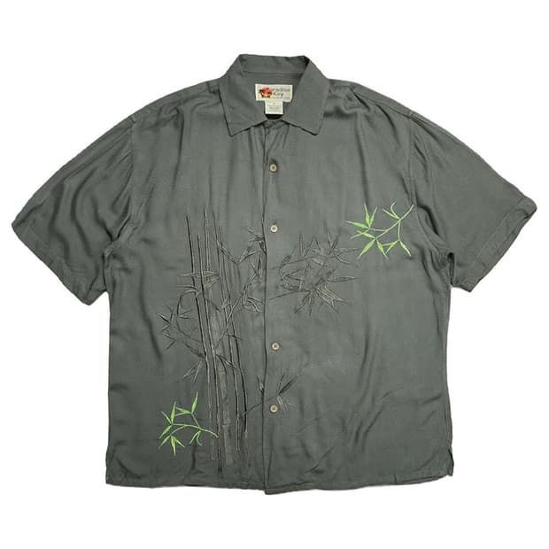 PARADISE KEY 밤부 자수 반팔 셔츠 M