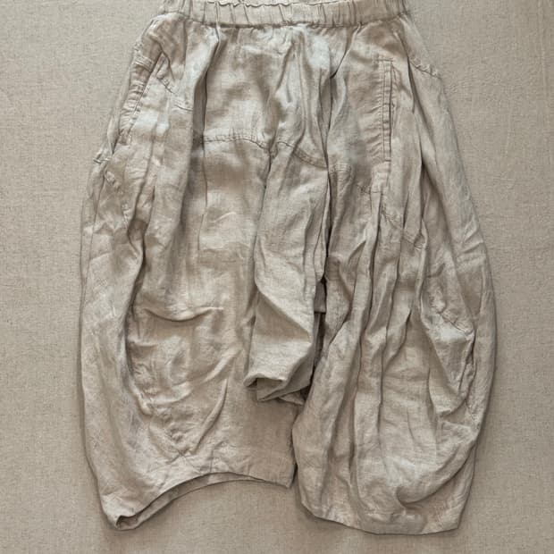 꼼데가르송 꼼꼼 13ss 린넨 비대칭 디컨스트럭티드 스커트 팬츠