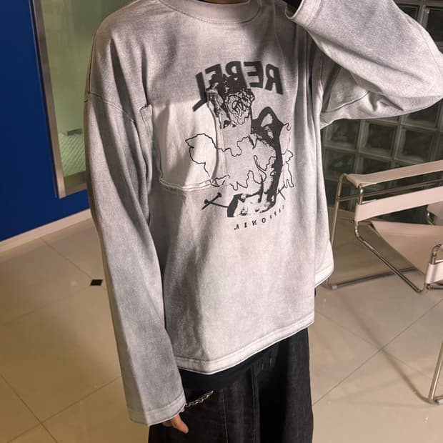PRINT L/S TEE 더티 프린트 긴팔 티셔츠 #02