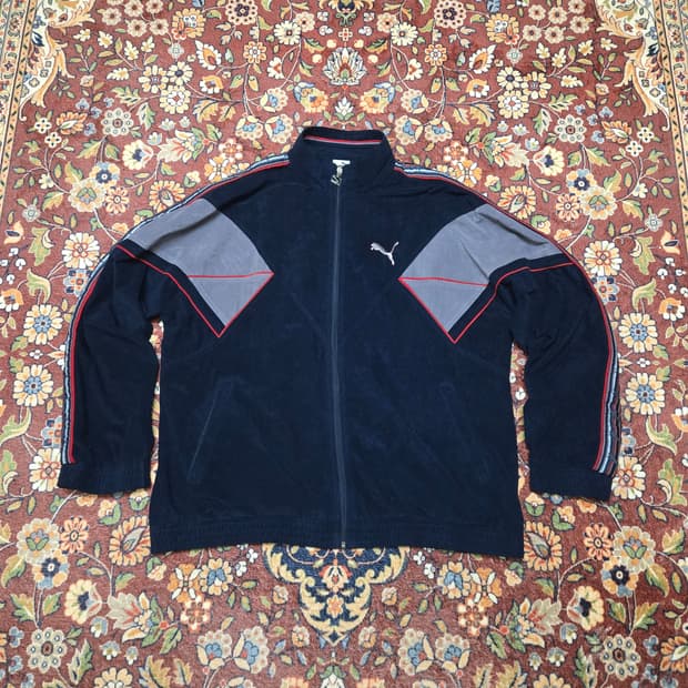 [90s XXL] Vintage 푸마 벨루어 사이드라인 트레이닝 자켓
