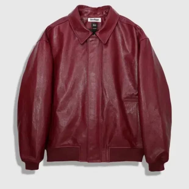 버건디 레더 자켓