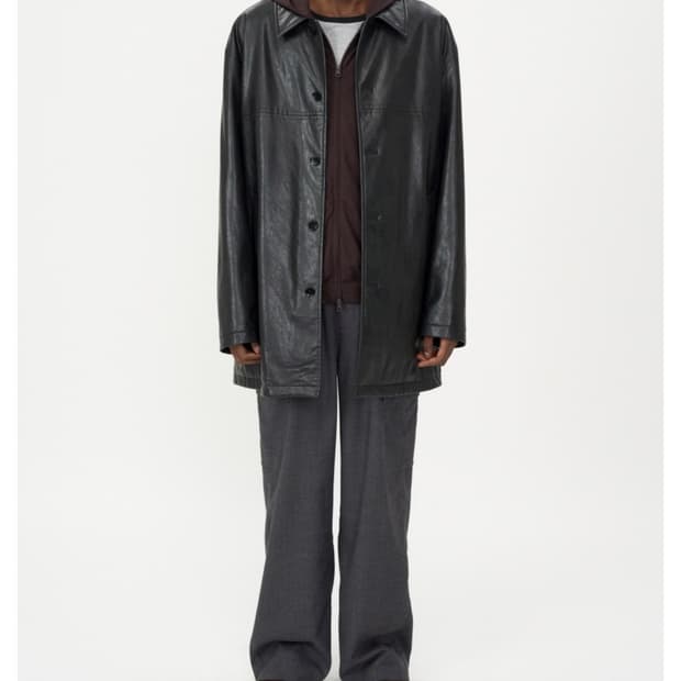 인사일런스 포우 레더 카 코트 블랙 L