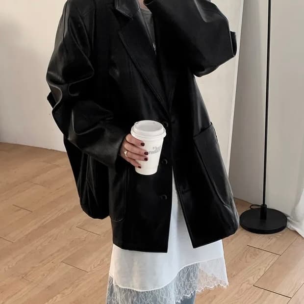 오버핏 레더자켓