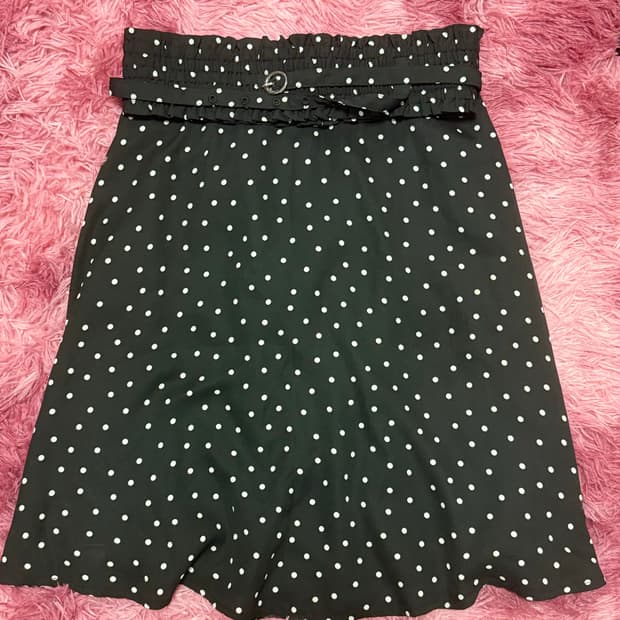 빈티지 도트 미디 스커트