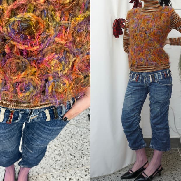 bohemian rose knit vest