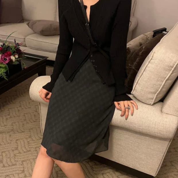 체크 스커트