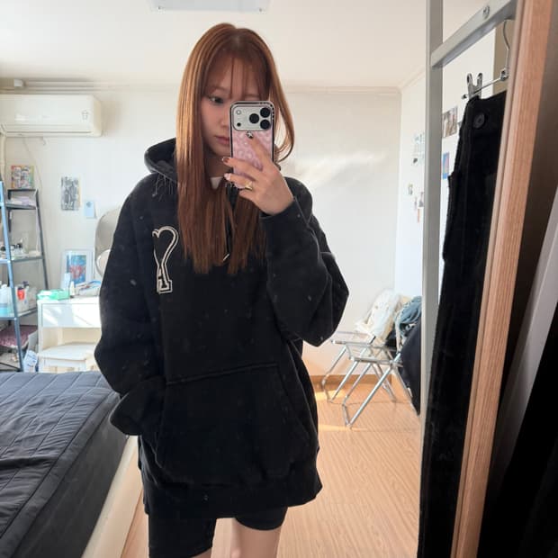 [정품]아미 블랙 빅하트 후드티 XXL
