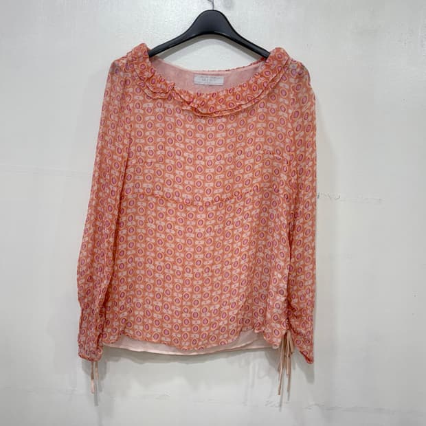 마인 실크 100%  패턴 블라우스 55