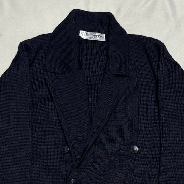 S 버버리 더블 브레스티드 네이비 니트 가디건
