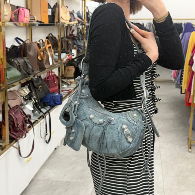 발렌시아가 르카골 데님 라인 스톤 스몰 사이즈 (정품)