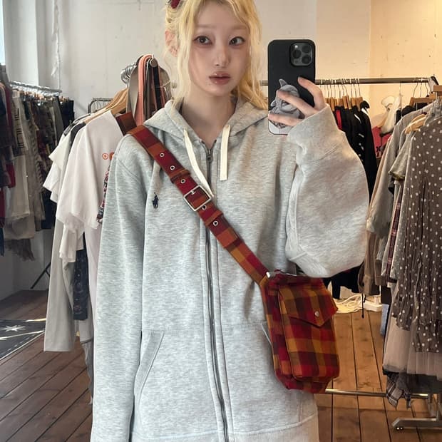 폴로 그레이 후드집업