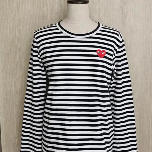 (정품)일본제 꼼데가르송 플레이 스트라이프 긴팔티 L