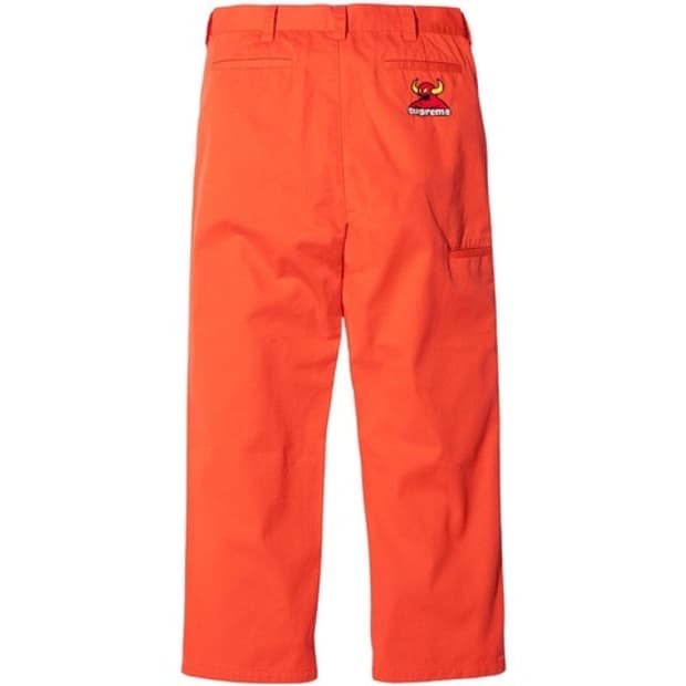 슈프림 x 토이머신 워크팬츠 오렌지 34