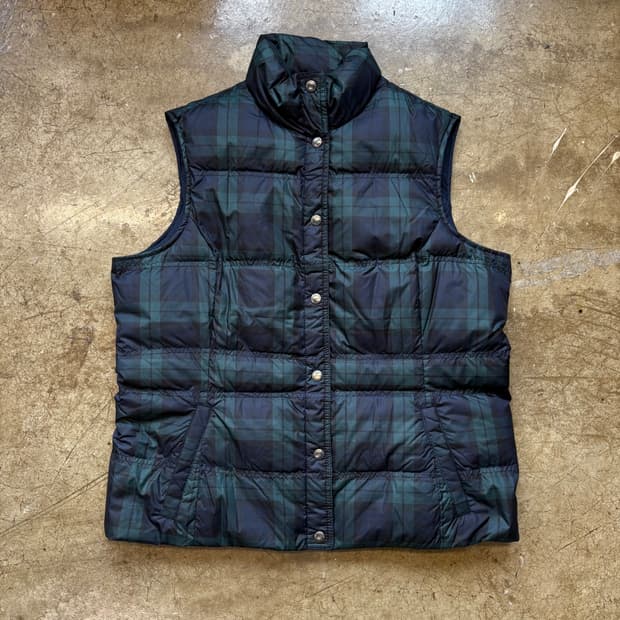 Lands End 타탄 체크 다운 베스트