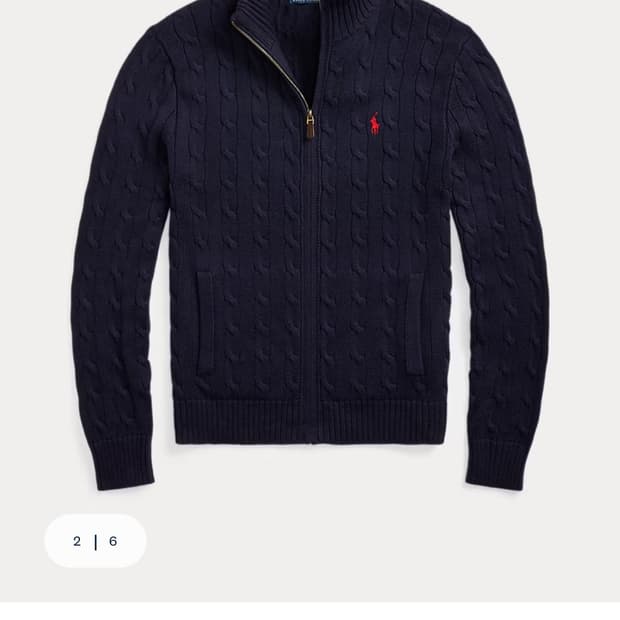 폴로 케이블 니트 풀 집업 헌터 네이비 L